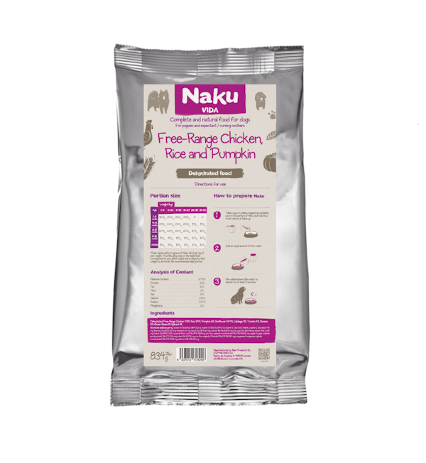 Chicken Rice and Pumpkin Natural Dehydrated Dog Food Naku UK